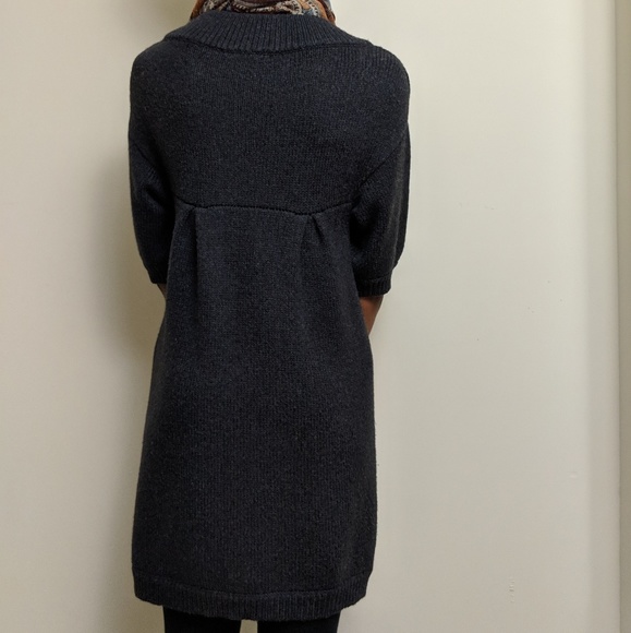 Vince Dark Grey Wool Short Puff Sleeve Duster - Picture 3 of 8